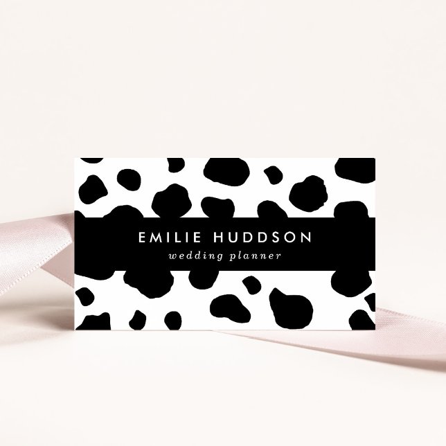 Cow Print, Cow Pattern, Cow Spots, Black And White Business Card (Creator Uploaded)