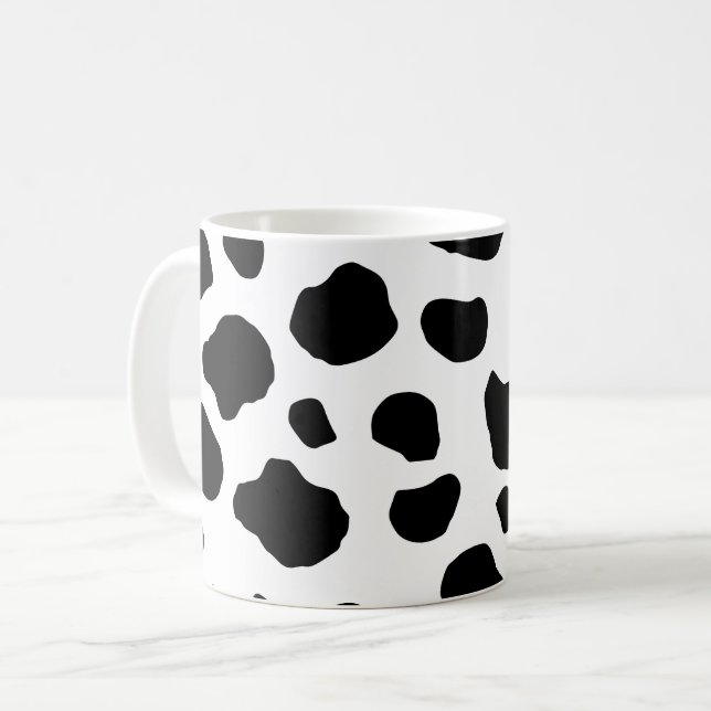 Cow Print, Cow Pattern, Cow Spots, Black And White Coffee Mug (Front Left)