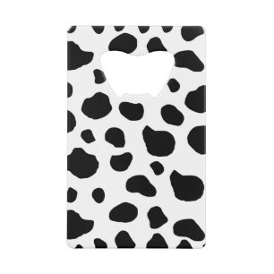Cow Print, Cow Pattern, Cow Spots, Black And White Credit Card Bottle Opener