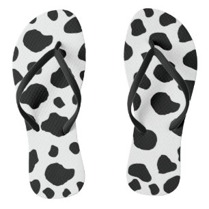 Cow Print, Cow Pattern, Cow Spots, Black And White Flip Flops