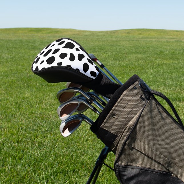 Cow Print, Cow Pattern, Cow Spots, Black And White Golf Head Cover (In Situ)