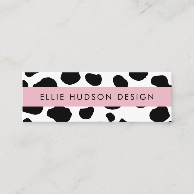 Cow Print, Cow Pattern, Cow Spots, Black And White Mini Business Card (Front)