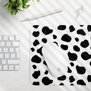 Cow Print, Cow Pattern, Cow Spots, Black And White Mouse Pad
