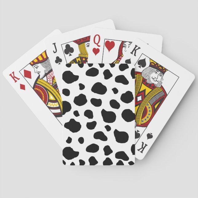 Cow Print, Cow Pattern, Cow Spots, Black And White Playing Cards (Back)