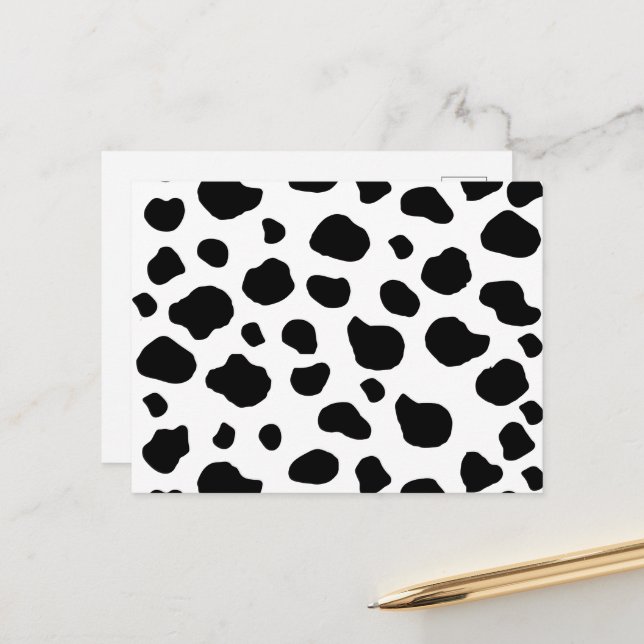 Cow Print, Cow Pattern, Cow Spots, Black And White Postcard (Front/Back In Situ)