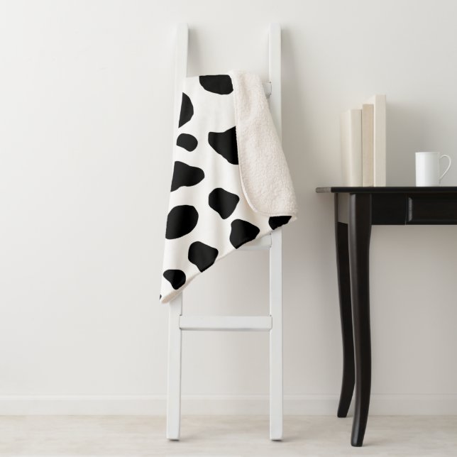 Cow Print, Cow Pattern, Cow Spots, Black And White Sherpa Blanket (In Situ)