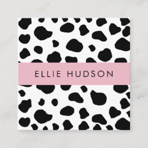 Cow Print, Cow Pattern, Cow Spots, Black And White Square Business Card