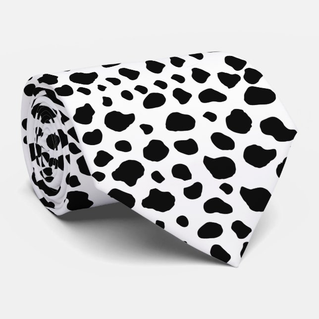 Cow Print, Cow Pattern, Cow Spots, Black And White Tie (Rolled)
