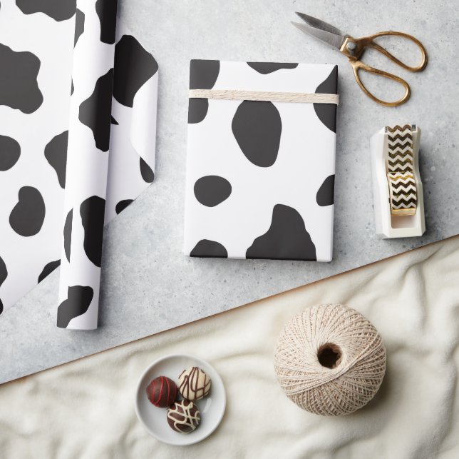 Cow Print, Cow Pattern, Cow Spots, Black And White Wrapping Paper (Crafts)