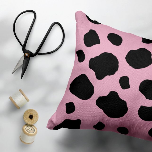 Cow Print, Cow Pattern, Cow Spots, Pink Cow Accent Pillow (Creator Uploaded)