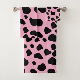 Cow Print, Cow Pattern, Cow Spots, Pink Cow Bath Towel Set