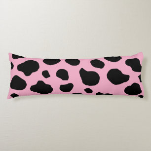 Cow Print, Cow Pattern, Cow Spots, Pink Cow Body Pillow