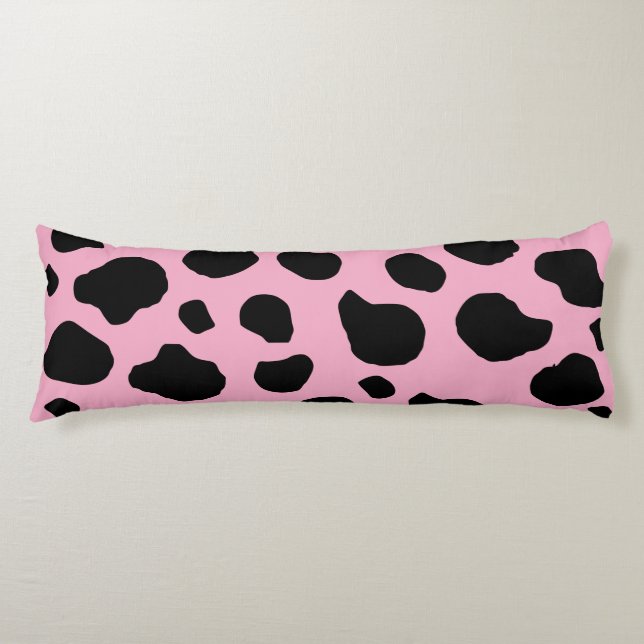 Cow Print, Cow Pattern, Cow Spots, Pink Cow Body Pillow (Front)