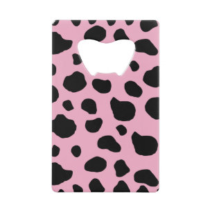 Cow Print, Cow Pattern, Cow Spots, Pink Cow Credit Card Bottle Opener