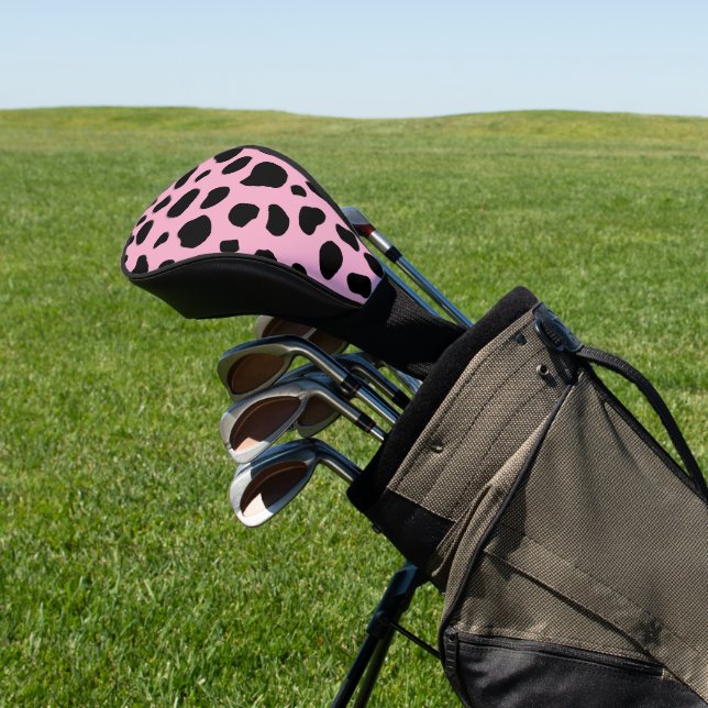 Cow Print, Cow Pattern, Cow Spots, Pink Cow Golf Head Cover (In Situ)