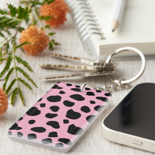 Cow Print, Cow Pattern, Cow Spots, Pink Cow Keychain