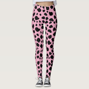 Cow Print, Cow Pattern, Cow Spots, Pink Cow Leggings