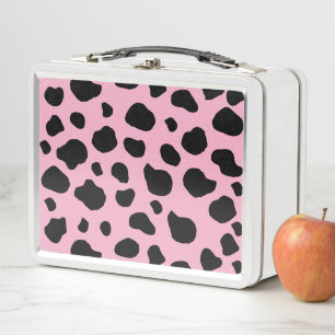 Cow Print, Cow Pattern, Cow Spots, Pink Cow Metal Lunch Box