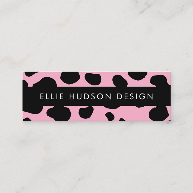 Cow Print, Cow Pattern, Cow Spots, Pink Cow Mini Business Card (Front)