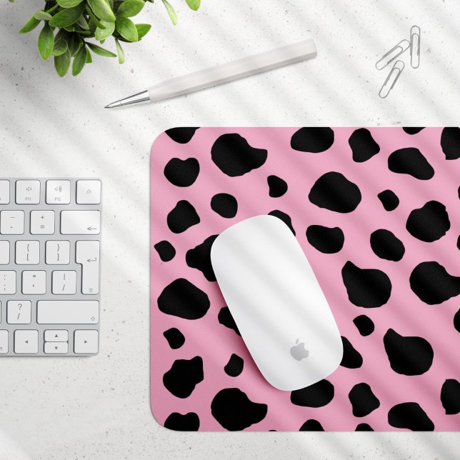 Cow Print, Cow Pattern, Cow Spots, Pink Cow Mouse Pad (Creator Uploaded)