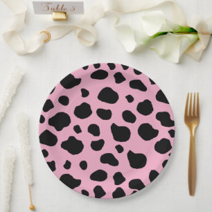 Cow Print, Cow Pattern, Cow Spots, Pink Cow Paper Plate
