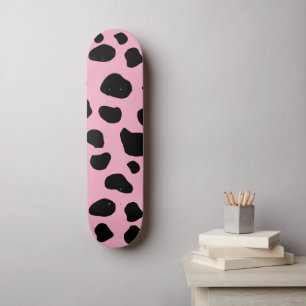 Cow Print, Cow Pattern, Cow Spots, Pink Cow Skateboard