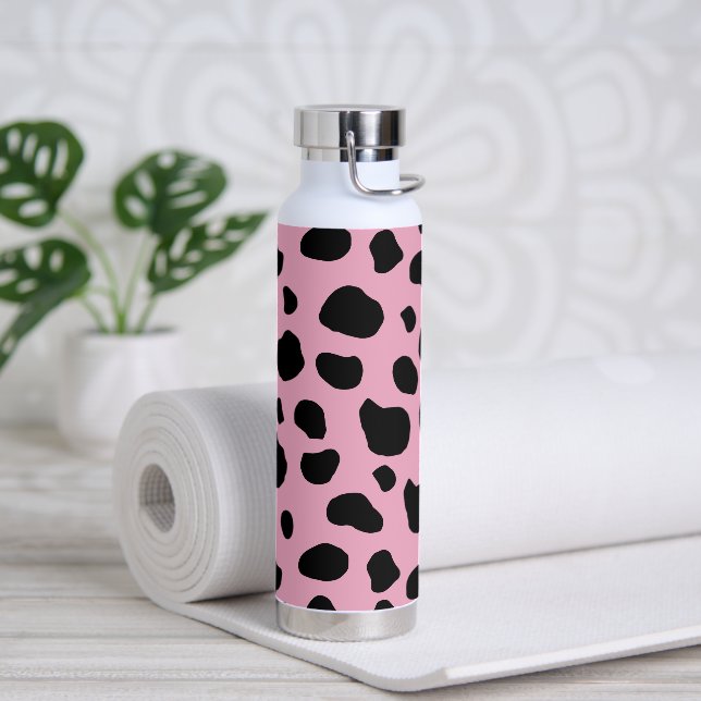 Cow Print, Cow Pattern, Cow Spots, Pink Cow Water Bottle (Yoga)