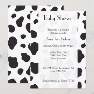 Cow Print, Cow Spots, Black And White, Baby Shower Invitation