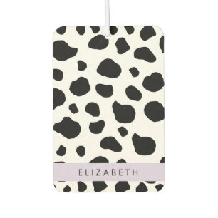 Cow Print, Cow Spots, Black And White, Your Name Air Freshener