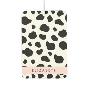 Cow Print, Cow Spots, Black And White, Your Name Air Freshener