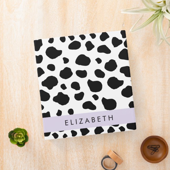 Cow Print, Cow Spots, Black And White, Your Name Binder (In Situ)