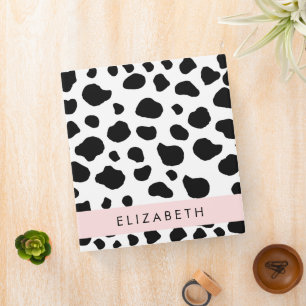 Cow Print, Cow Spots, Black And White, Your Name Binder