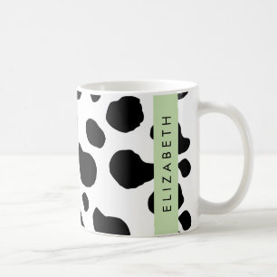 Cow Print, Cow Spots, Black And White, Your Name Coffee Mug