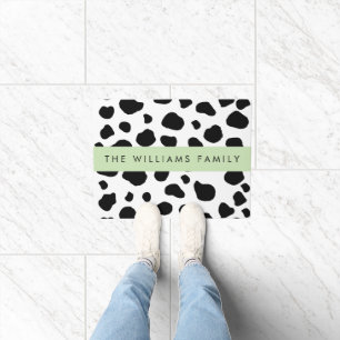 Cow Print, Cow Spots, Black And White, Your Name Doormat