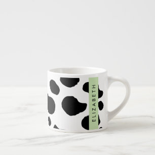 Cow Print, Cow Spots, Black And White, Your Name Espresso Cup
