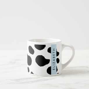 Cow Print, Cow Spots, Black And White, Your Name Espresso Cup
