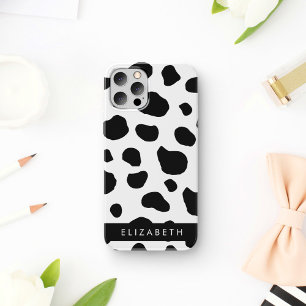 Cow Print, Cow Spots, Black And White, Your Name iPhone 16 Case