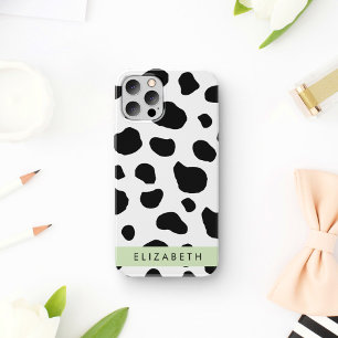 Cow Print, Cow Spots, Black And White, Your Name iPhone 16 Case