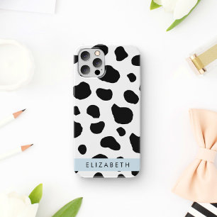 Cow Print, Cow Spots, Black And White, Your Name iPhone 16 Case
