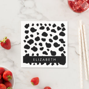 Cow Print, Cow Spots, Black And White, Your Name Napkin