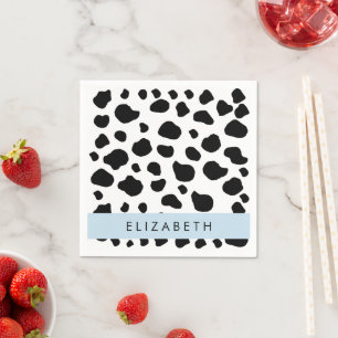 Cow Print, Cow Spots, Black And White, Your Name Napkin