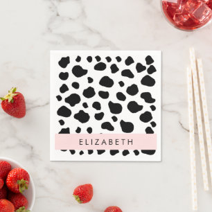 Cow Print, Cow Spots, Black And White, Your Name Napkin