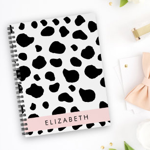 Cow Print, Cow Spots, Black And White, Your Name Notebook
