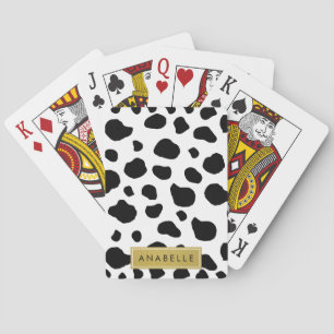 Cow Print, Cow Spots, Black And White, Your Name Playing Cards