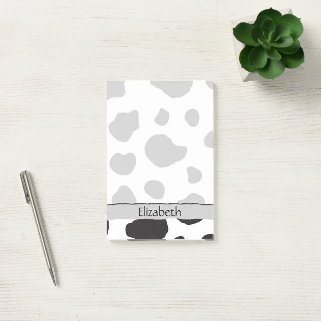 Cow Print, Cow Spots, Black And White, Your Name Post-it Notes (Office)