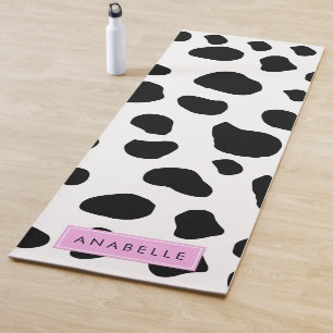 Cow Print, Cow Spots, Black And White, Your Name Yoga Mat