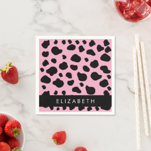Cow Print, Cow Spots, Pink Cow, Your Name Napkin