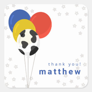 Cow Print Farm Birthday Balloons Square Sticker