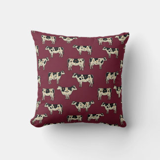 Cow Print Folk Art Decorative Pillow