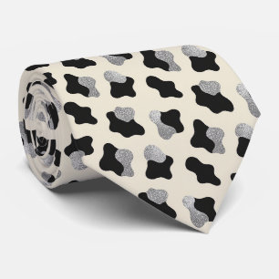 Cow Print Glitter Faux Silk Neck Tie Cowboy